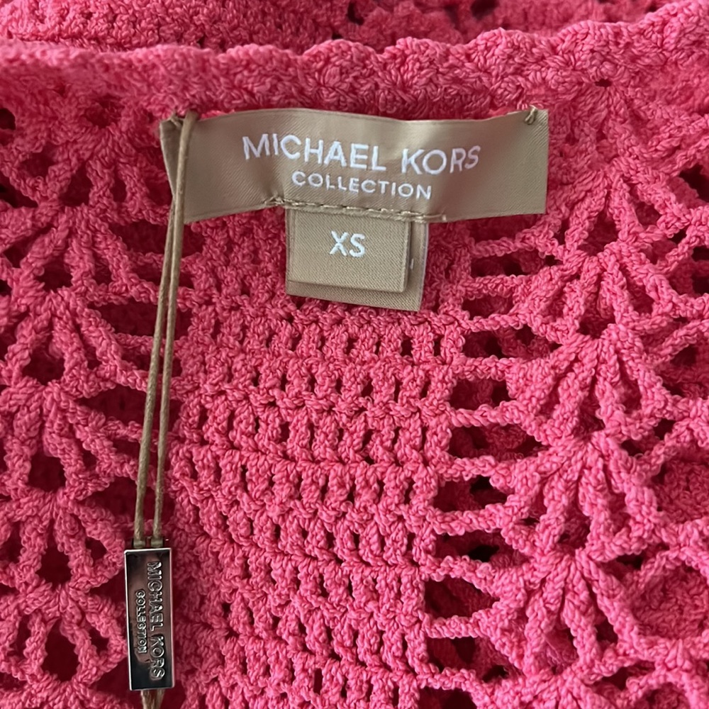 Michael Kors Collection Hot Pink Crochet Midi Dress - Picture 12 of 15